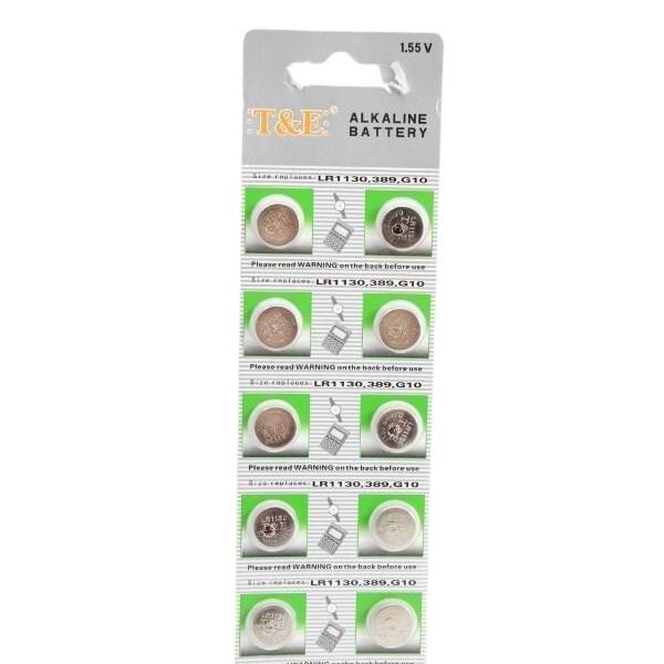 BATTERIE BOTTONE MINI 1.55V AG10 LR1130 389 G10 ALKALINE (10 PEZZI)