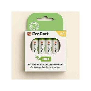 BATTERIE RICARICABILI AA USB-C 1250MAH 1.5V - CONF. 4PZ - EK-RB-01 (1INR14/40)