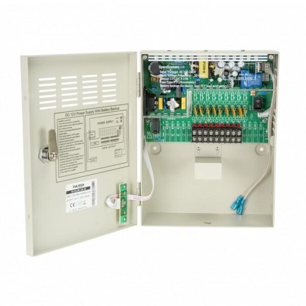 BOX ALIMENTATORE PER TELECAMERE (VS-CS1209-10A-BK) 12V 10A 9 CANALI