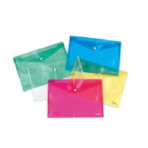 BUSTE PORTADOCUMENTI A4 CON BOTTONE - 5PZ - TRASPARENTI (7019TR)