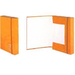 CARTELLA CON ELASTICO 3 LEMBI DORSO ARANCIO 3CM