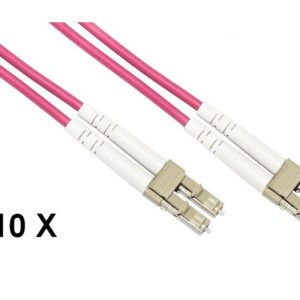 CONFEZIONE 10 CAVO FIBRA OTTICA LC A LC MULTIMODE DUPLEX OM4 GUAINA 2 MM 50/125 MT.1 (LKLCLC4501E)