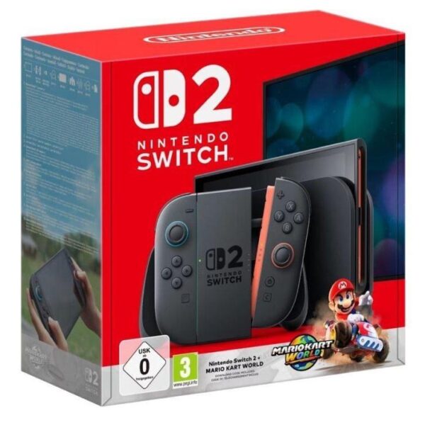 CONSOLE SWITCH 2 BLACK NERA + GIOCO MARIO KART WORLD
