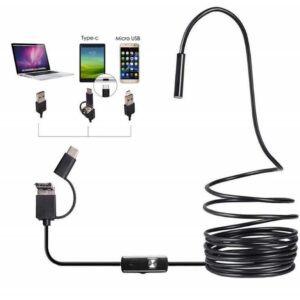 ENDOSCOPIO IMPERMEABILE 3 IN 1 - 5 MT. - VIDEOCAMERA DI ISPEZIONE USB (Y101)