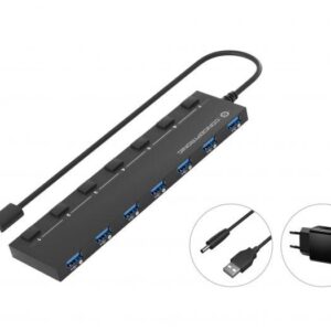 HUB USB 3.0 A 7 PORTE CON ALIMENTATORE 5.0V/3.0A (HUBBIES19BP)