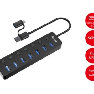 HUB USB 3.2 GEN 1 A 7 PORTE CON ALIMENTATORE (128965)