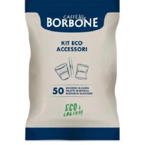 KIT ACCESSORI ECOLOGICO 50PZ BICCHIERINI DI CARTA + PALETTE + BUSTINE ZUCCHERO