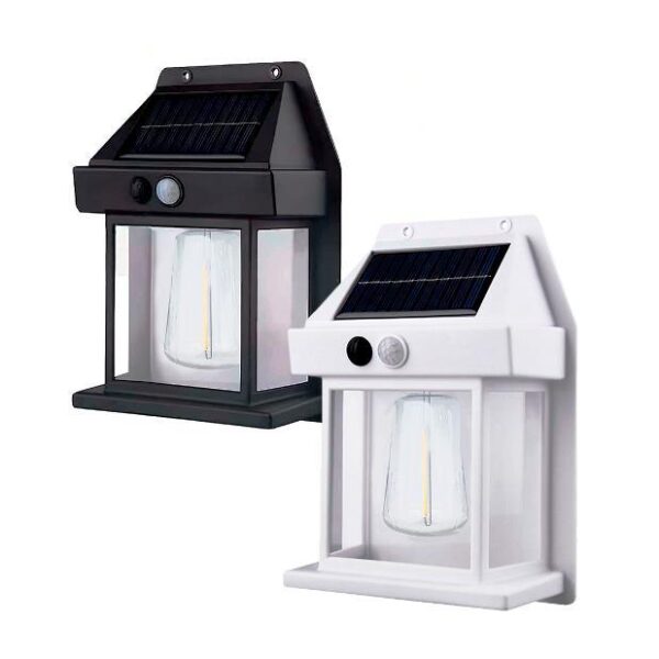 LAMPADA RICARICA SOLARE A PARETE ESTERNO BK-888D NERA - LUCE CALDA - SENSORE DI MOVIMENTO