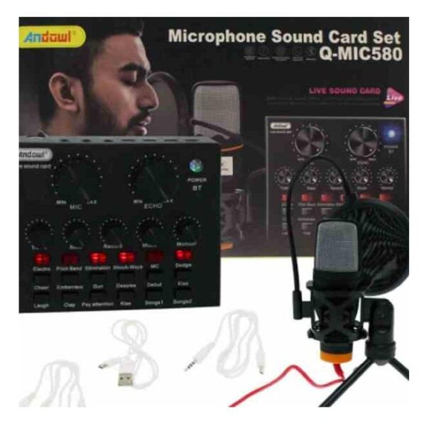 MICROFONO A CONDENSATORE Q-MIC580 SCHEDE AUDIO BLUETOOTH FILTRO ANTI-POP CON BASE