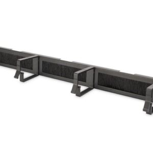 PANNELLO PASSACAVI FORATO CON SPAZZOLA DI PROTEZIONE PER ARMADI 19" (1 UNITA') NERO CON 4 GANCI