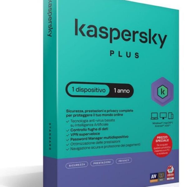 SOFTWARE BOX PLUS SUPERSLIM BOX ANTIVIRUS FIREWALL 1 ANNO 1 DISPOSITIVO (KL1042T5AFS-SSBATT)