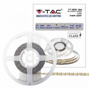 STRISCIA LED VT-2835-17 8500LM 12V STRIP 5MT 17W/M BIANCO FREDDO 6400K IP20 (212463)