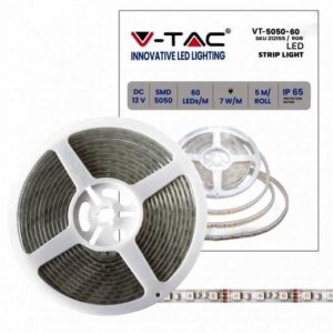 STRISCIA LED VT-5050 100LM/MT 12V STRIP 5MT 7W/MT RGB IP65 (212155)