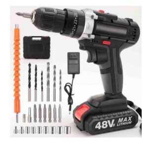 TRAPANO ELETTRICO A BATTERIA 48V - SET COMPLETO - 3 VELOCITA VARIABILI - MANDRILLO IN ACCIAIO